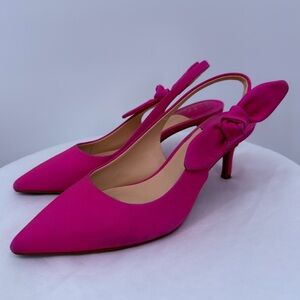 Alex Marie Hot Pink Slingback Heels Bow Detail Size 6M